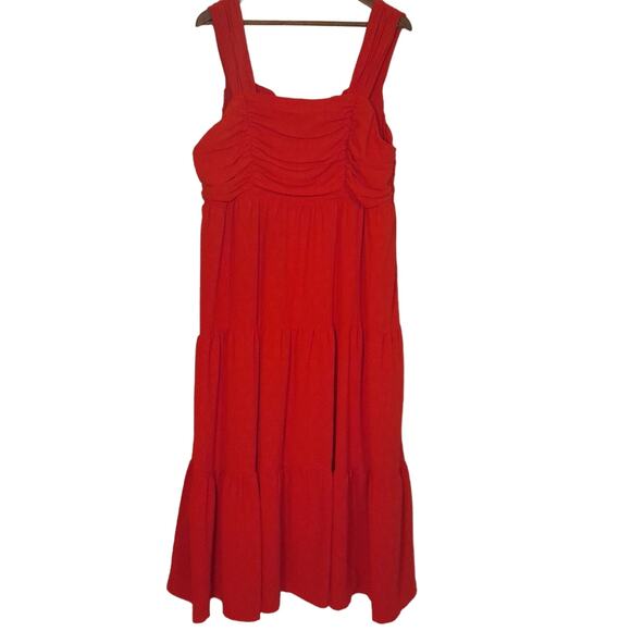 entro Dresses & Skirts - Entro Dress Red Tiered Maxi Women XL EUC Boho Western Cottagecore Lagenlook